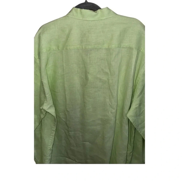 Tommy Bahama Lime Green 100% Linen Long Sleeve Button Down Shirt Size XL - Picture 4 of 6